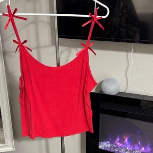 Sienna Sky Vibrant Red Camisole with Bow Accents